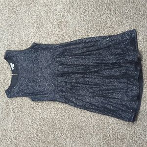 Issi black sequin A-line sleeveless dress brass zipper size medium